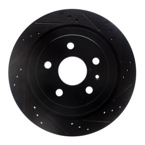 Cadillac CTS Brake Rotor (1) - Rear Right - R1 Concepts - Drilled & Slotted - Black - `08-`19